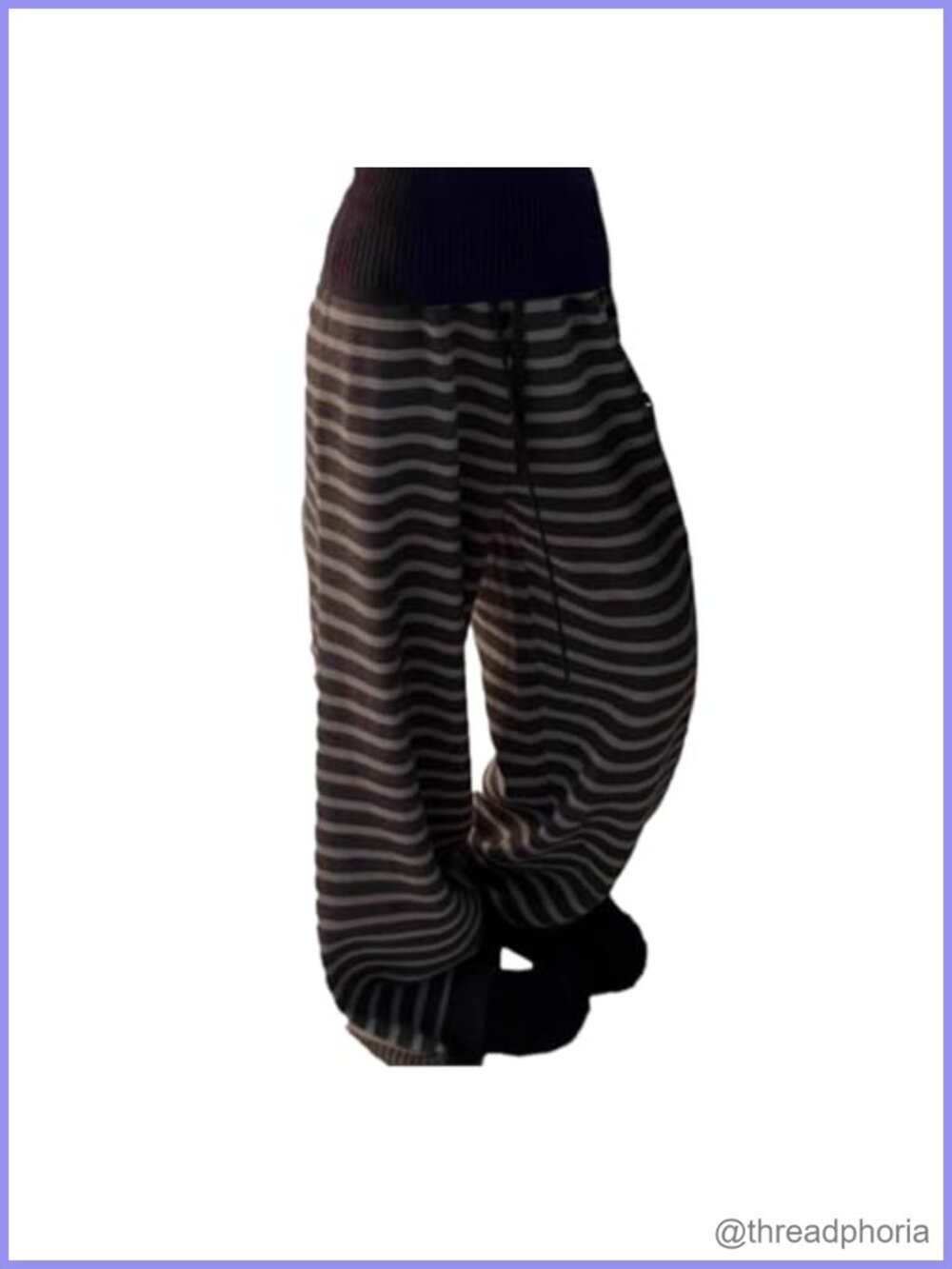 Wide Leg Striped Lounge Pants Polyester Loose Fit Y2K Grunge Streetwear